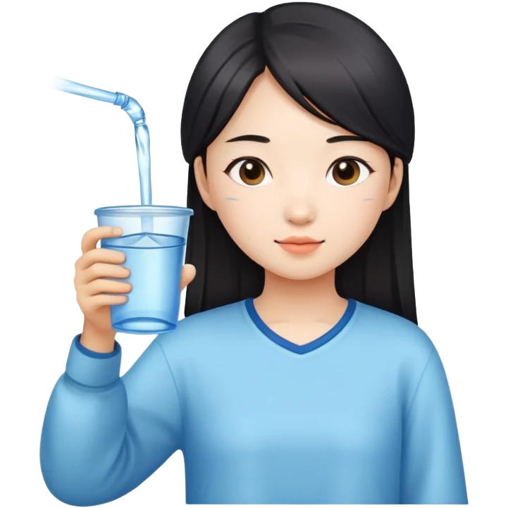 Chinese girl holding a water cup emoji