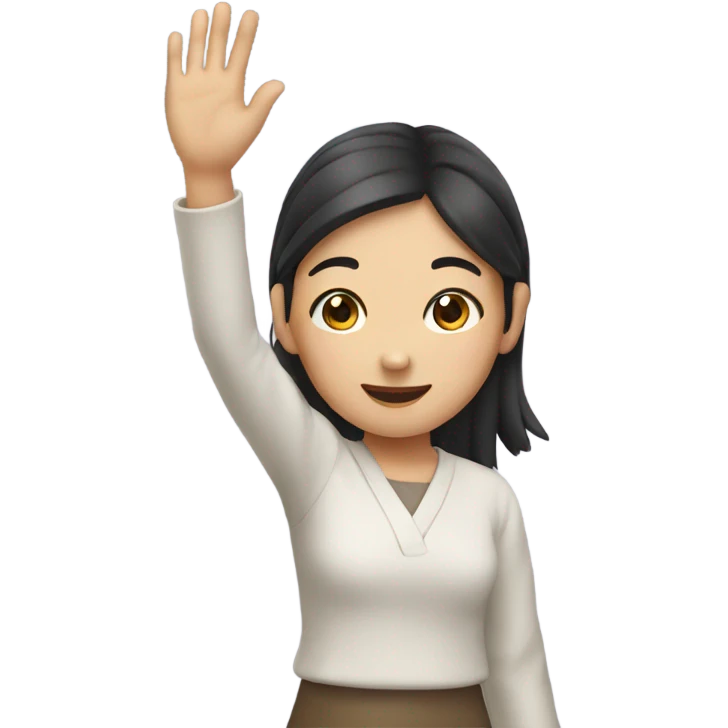 asian girl waving her hand emoji