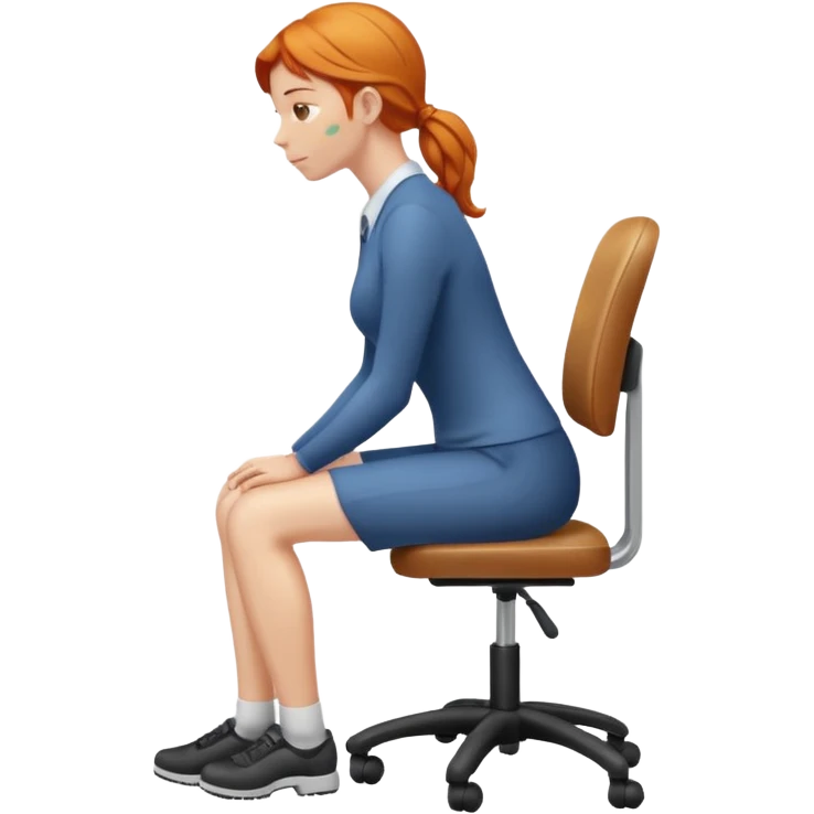 ginger woman with bad posture on chair from the side emoji