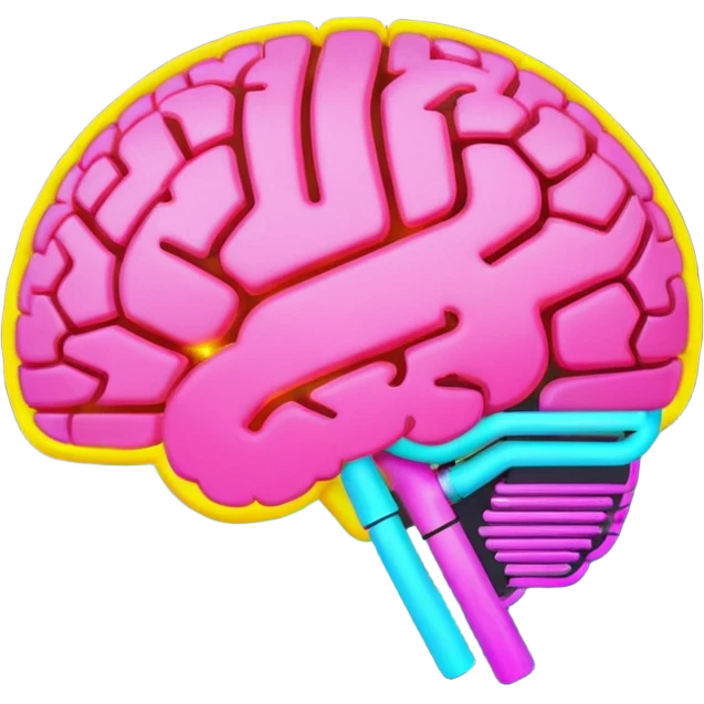 glowing brain with digital circuits, bright colors AI emoji emoji
