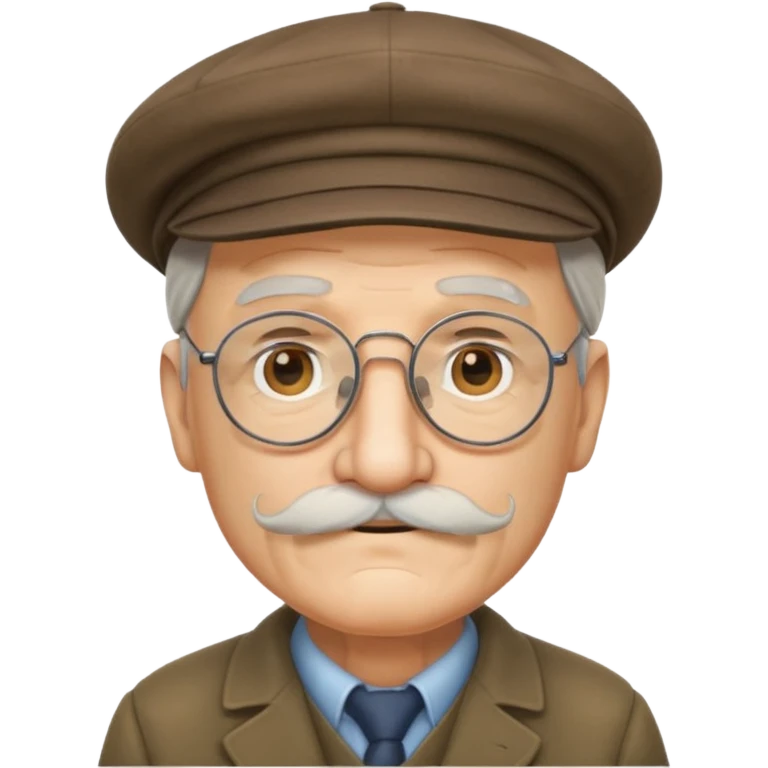 emoji of a great-grandfather, very old man, wearing a flat cap, mustache, glasses emoji