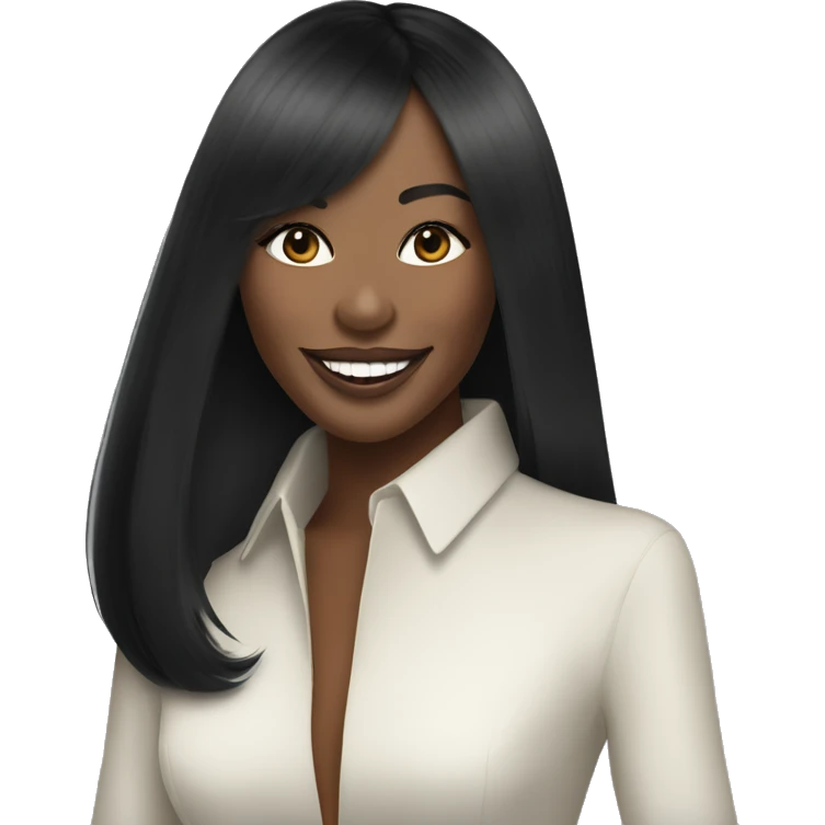 Naomi Campbell long black hair smiling emoji