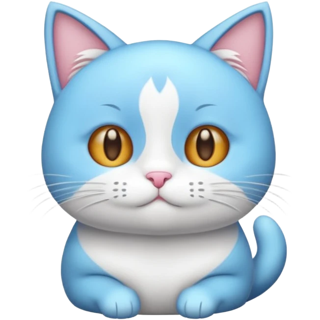 Gato celeste con blanco y sin amarillo animado emoji