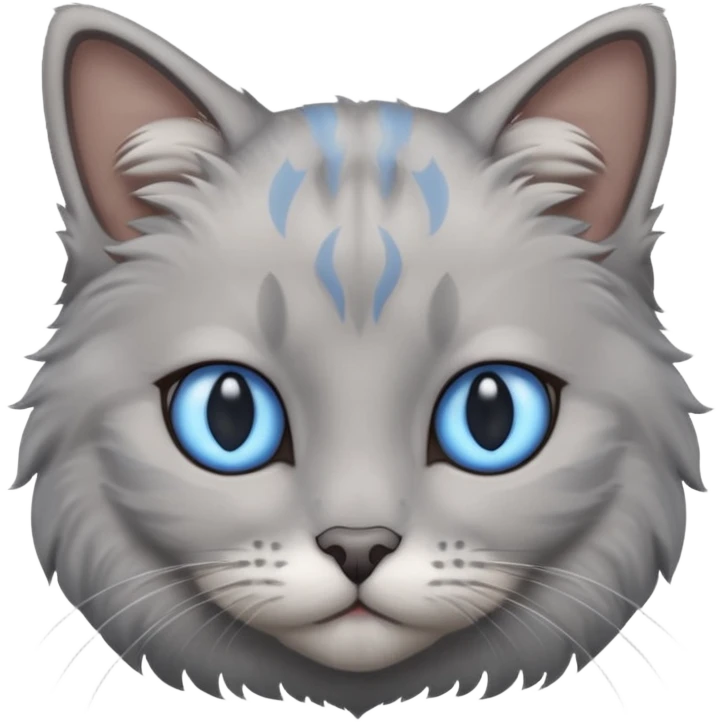 a gray cat with blue eyes on its FOREHEAD emoji