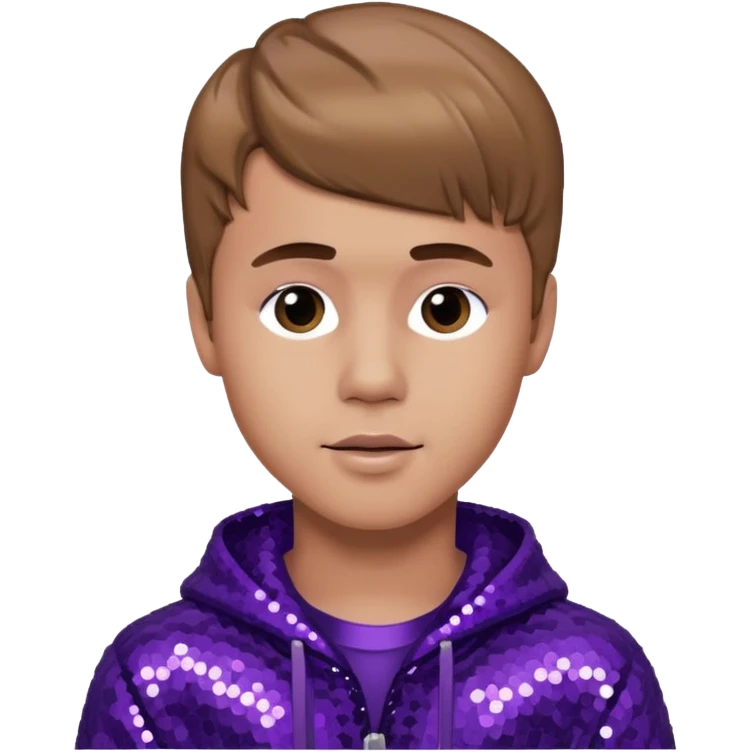 Justin Bieber with light brown hair, dark purple sequin outfit emoji