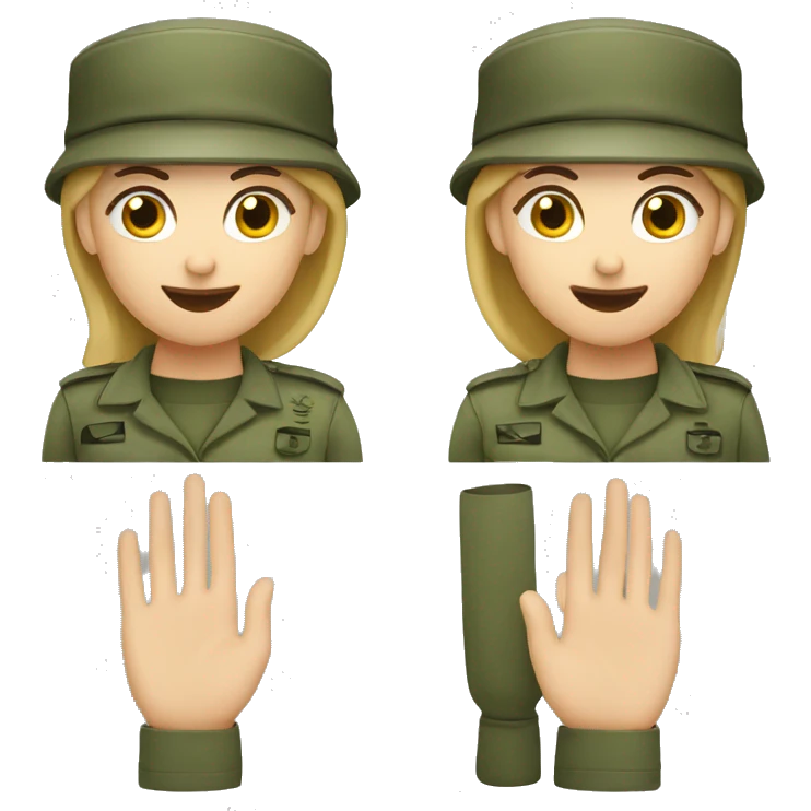 a caucasian female soldier making the military salute emoji