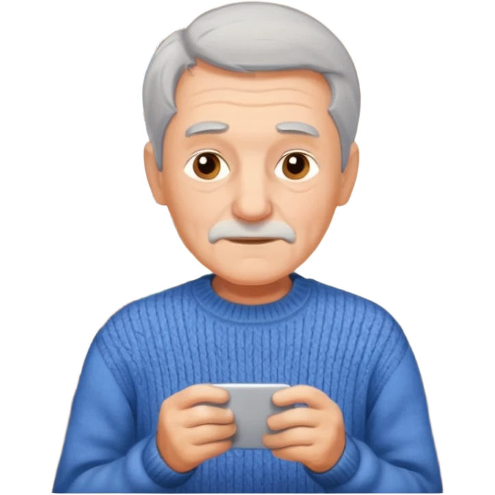 señor muy mayor pelo gris sin bigote casero emoji