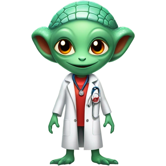 Reptilian alien woman, red crest, is a doctor emoji
