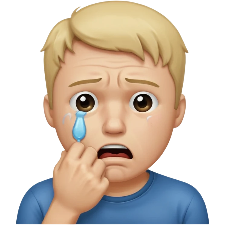 Crying man with his fist holding to his mouth emoji