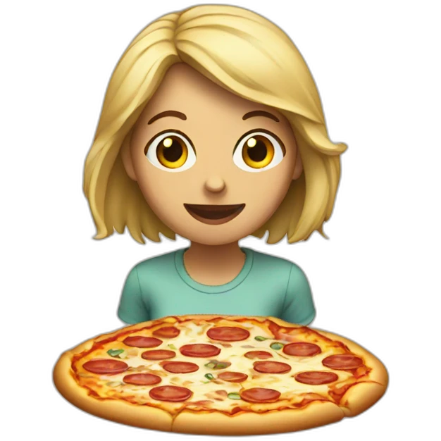 a female eating pizza emoji