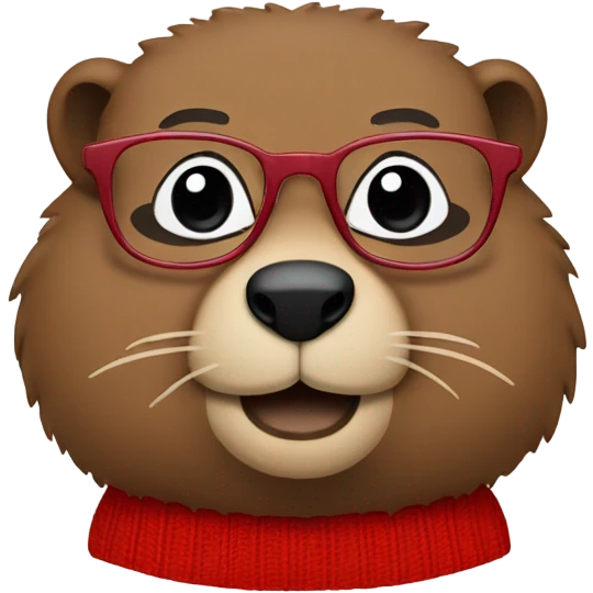groundhog in a red sweater and glasses hands on side emoji