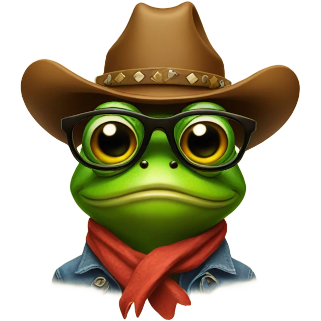 Cowboy frog with glasses emoji