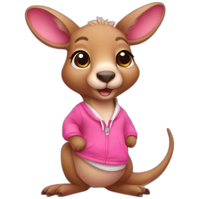Pink haired kangaroo with cute pink clothes emoji
