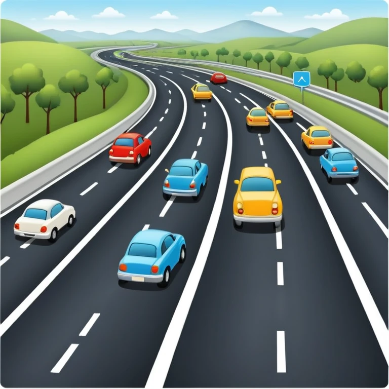 highway with lanes and cars emoji