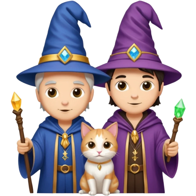 magician couple and their pet cat emoji