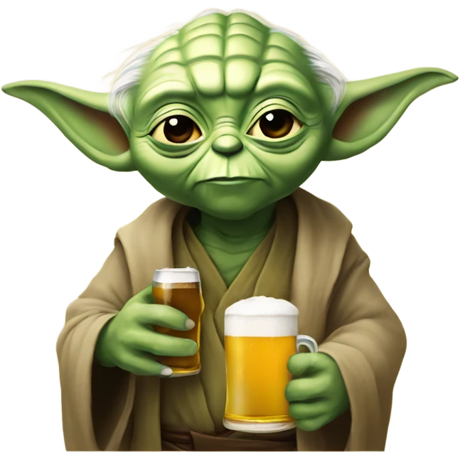 Yoda with a beer emoji