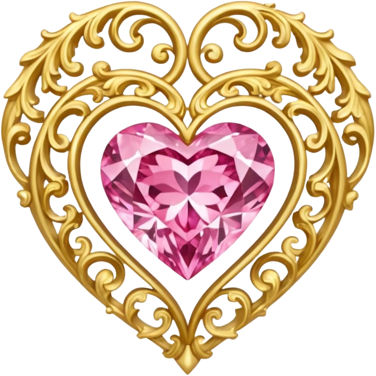  gold and pink diamond rococo hearts emoji