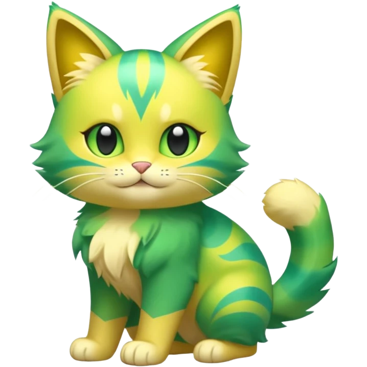 Green and Yellow Electrike-Amaura-Aurorus-Shiny-glorp-cat-fusion  emoji