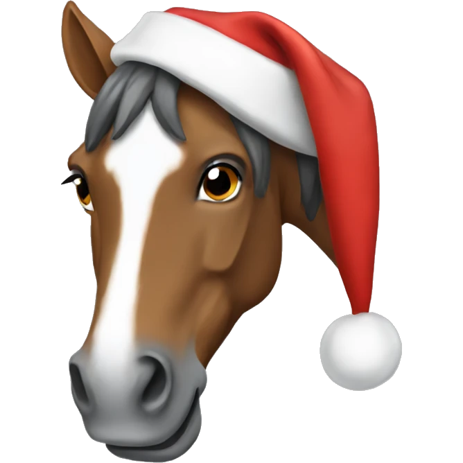 Horse wearing Christmas hat emoji
