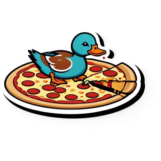 Duck eating pizza emoji