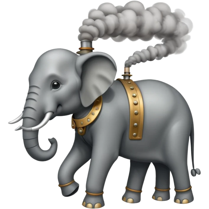 Steam Elephant full body  were a smoke is coming out of it  emoji