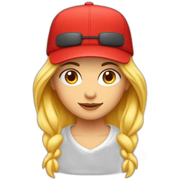 Fille avec capuche blanche et casquette rouge  emoji