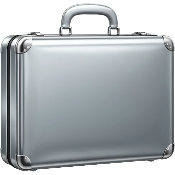 A luxury briefcase emoji made of polished silver chrome, smooth rectangular shape, metallic reflections, minimal high-end design, swag business aesthetic, iOS emoji style, centered, clean white background
 emoji