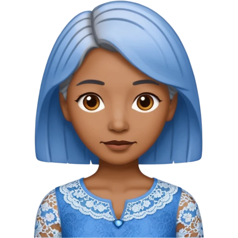 brown skinned grey haired woman with lace patterned blue top emoji