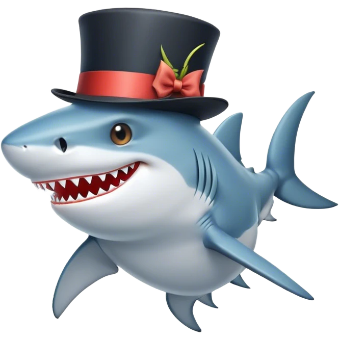 Shark with a top hat emoji