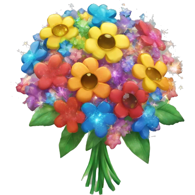 rainbow flower bouquet sparkle  emoji