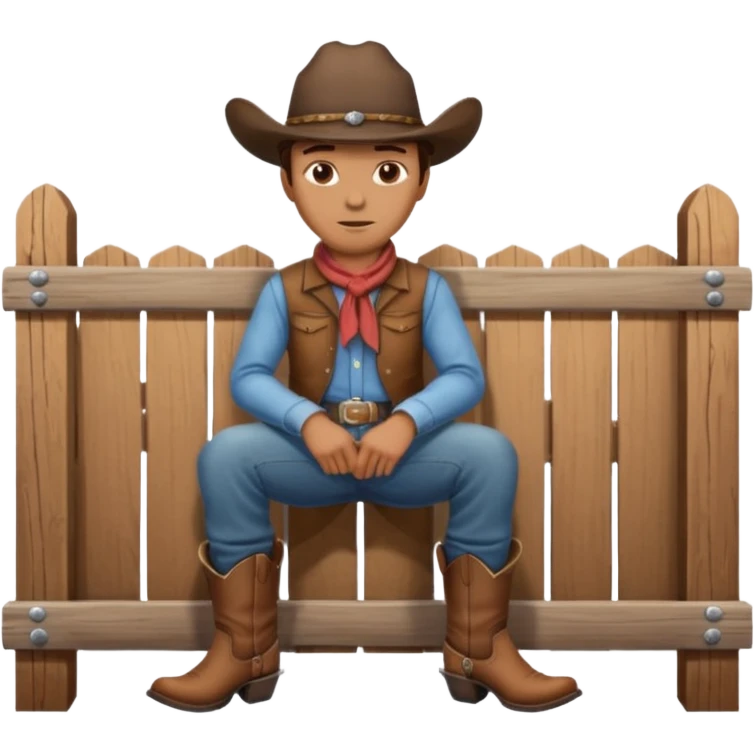 A calm cowboy leaning on a fence, dusty boots, hat tipped forward.
 emoji