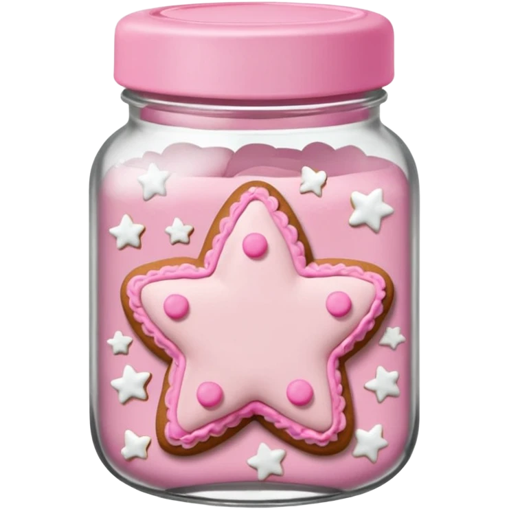 pastel pink christmas gingerbread cookies in jar with pink lid and a star emoji