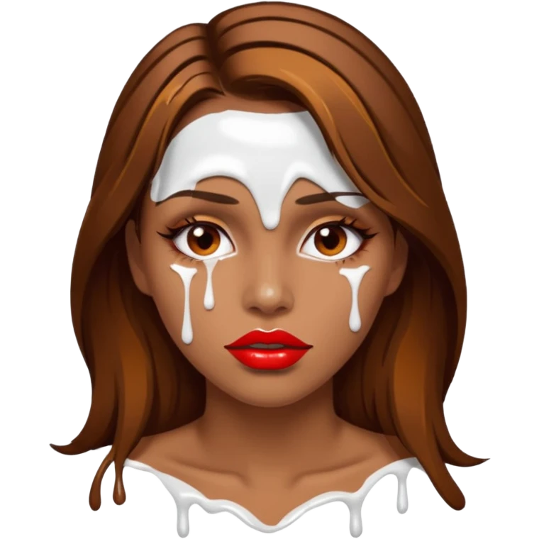Brown Hair, Woman, white paint drip, face, hot, Sexy, lips emoji