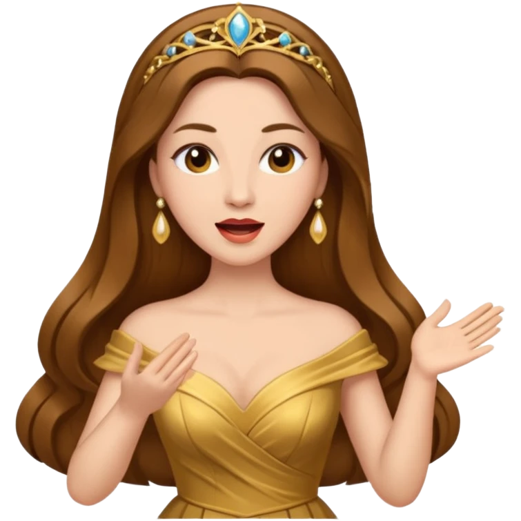woman opera singer singing with long brown hair and golden dress emoji