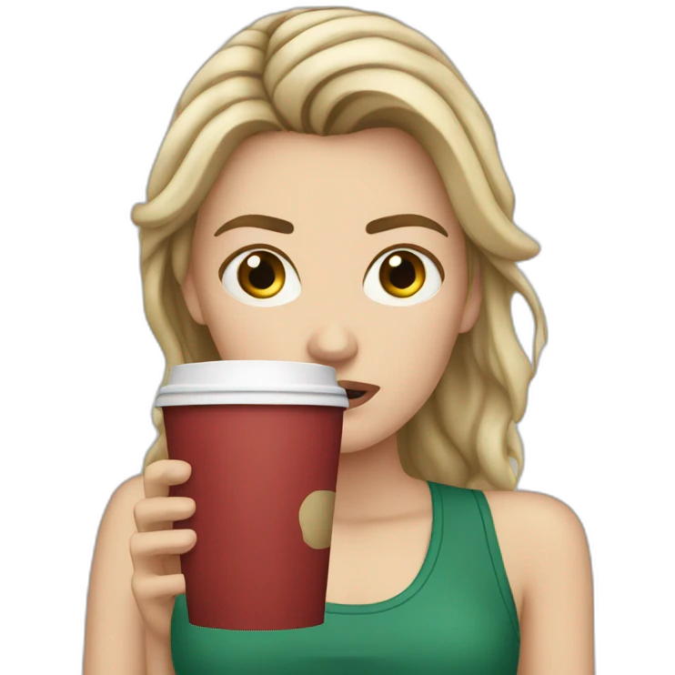 white girl holding starbucks stressed anxious emoji