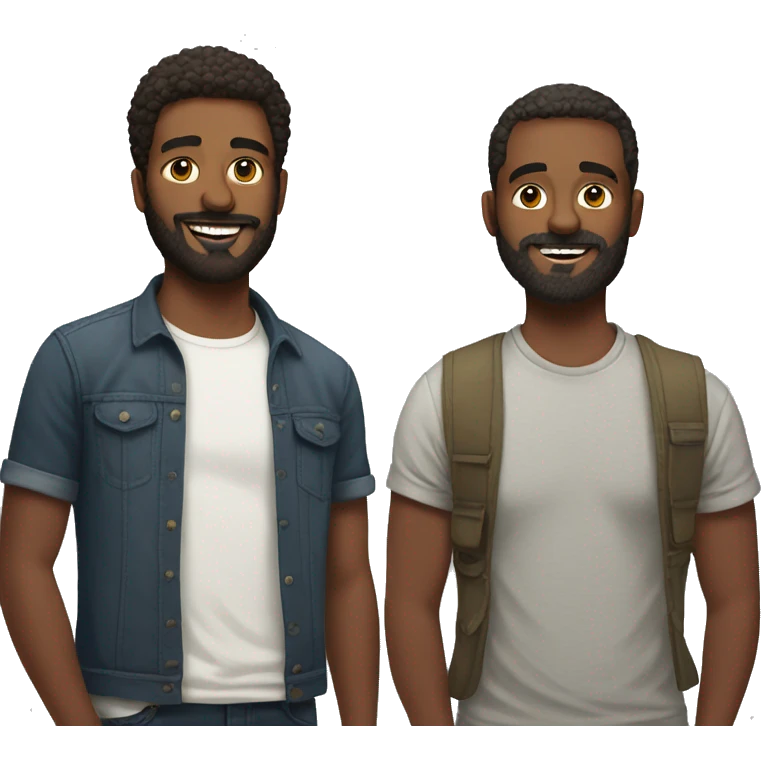 casual portrait of two friends add beard to men emoji