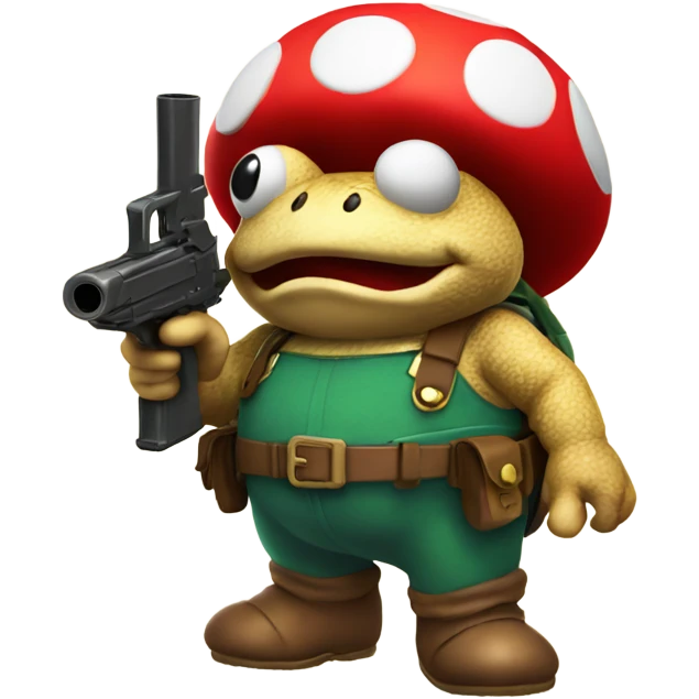 Toad Mario with gun emoji