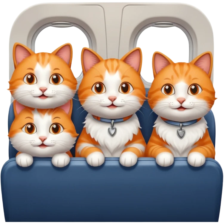 4 happy cats on an airplane emoji