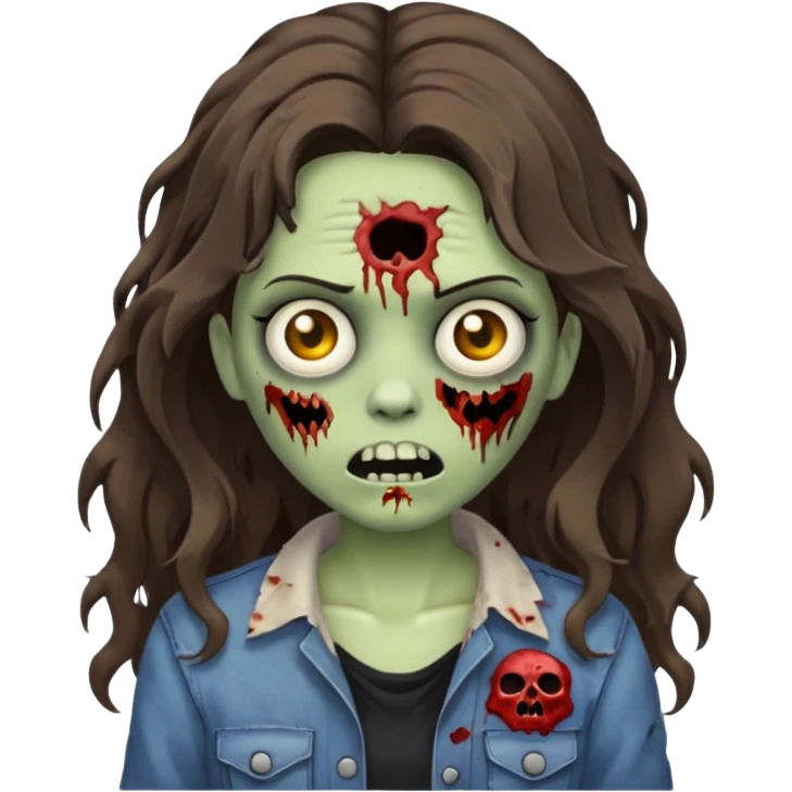 wavy brunette hair zombie emoji emoji
