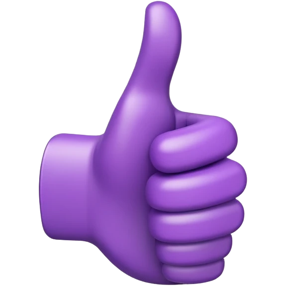 3D emoji of a purple hand showing thumbs up, soft lighting, playful and modern, branded style emoji