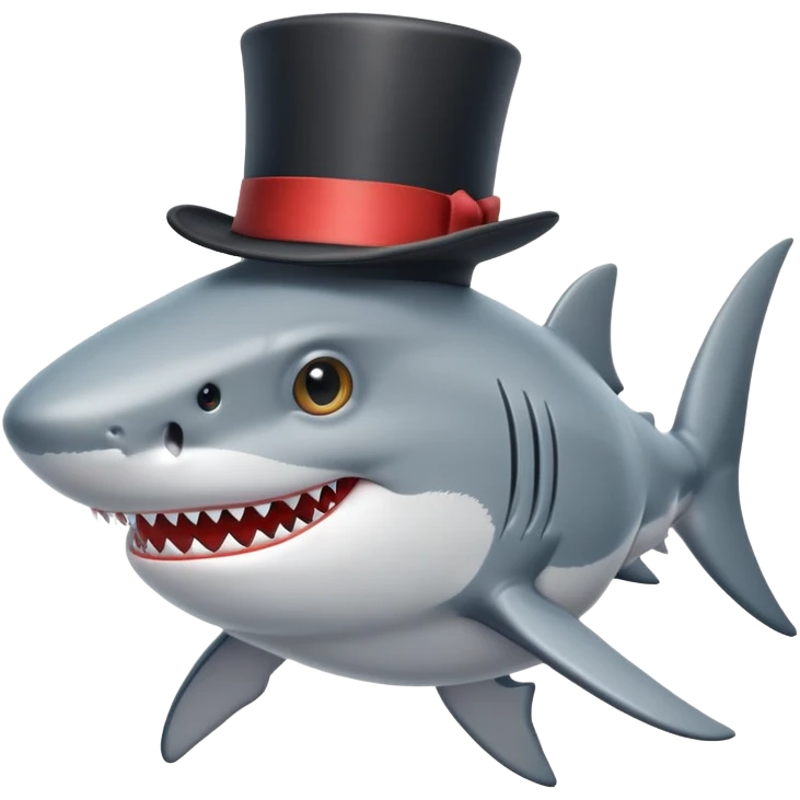 Shark with a top hat emoji