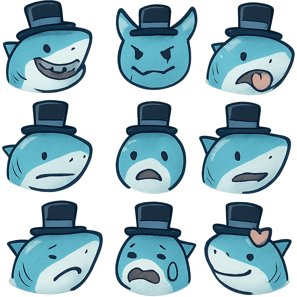 Shark with a top hat emoji