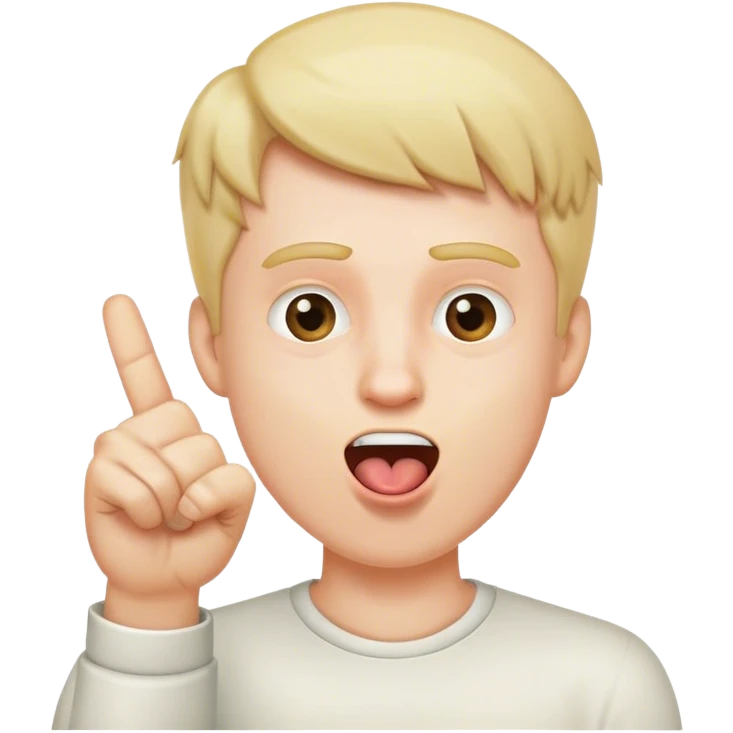 white male put his finger up and open mouse emoji