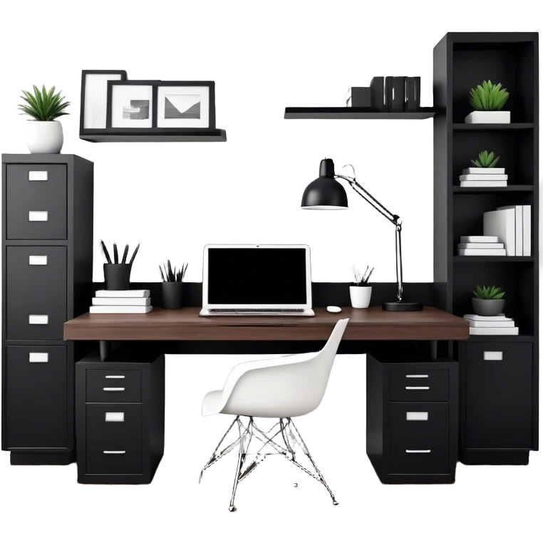 A Black and White styled Home Office desk emoji