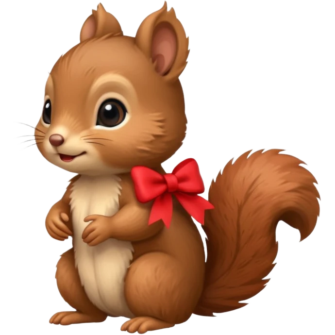 baby squirrel with a tiny red bow emoji