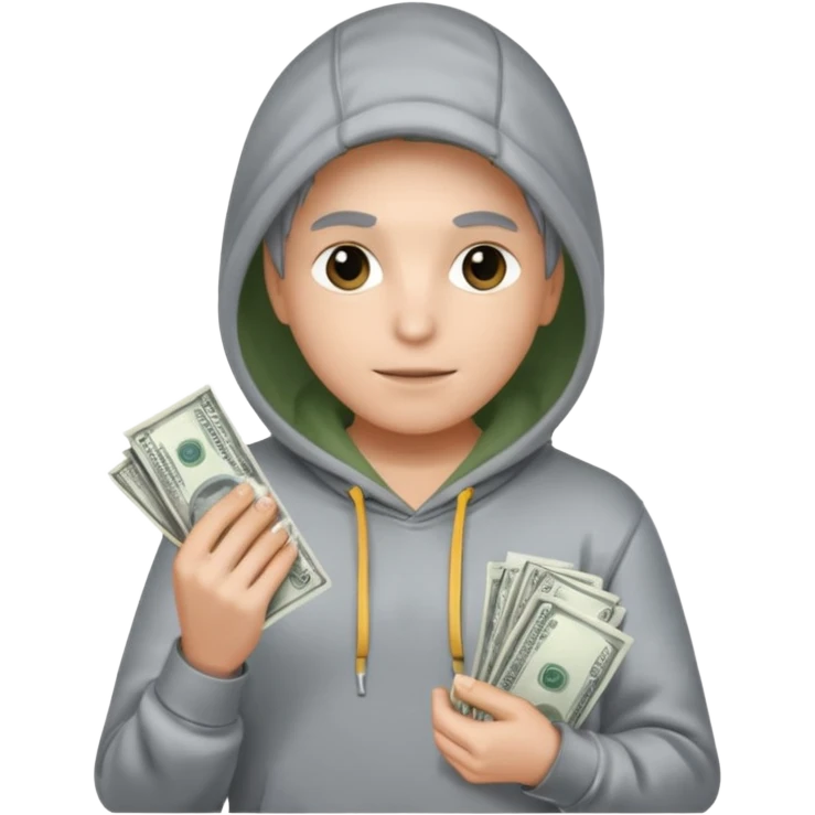 Hoodied holding money silver skin emoji