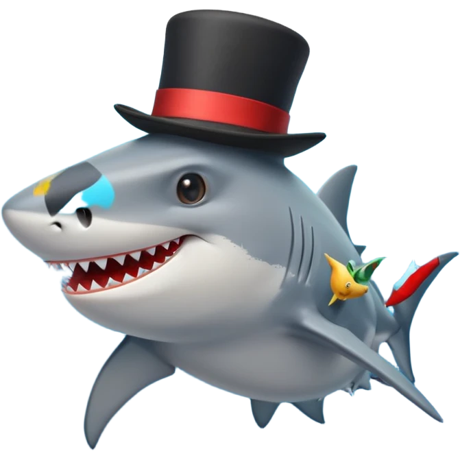 Shark with a top hat emoji
