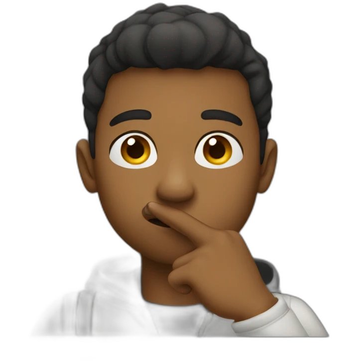 young man doing shush (finger on lips) emoji