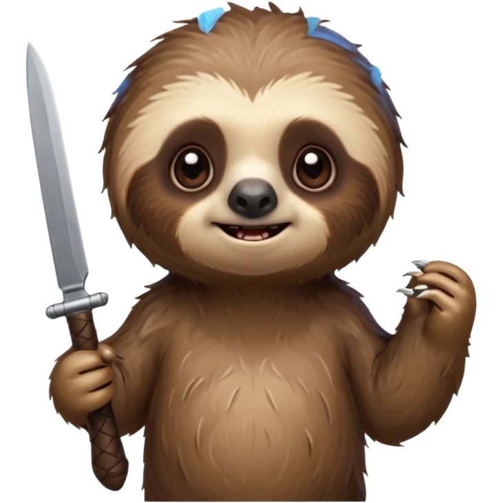 Cute little sloth holding a knife but looking evil emoji