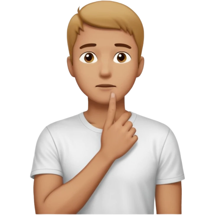 man standing, looking up to the top right, right hand touching his chin, thinking pose, thoughtful expression
 emoji